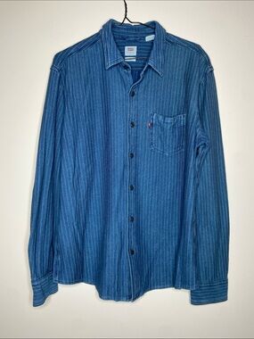 Levi's Blue Pinstripe Casual Button-Down Shirt